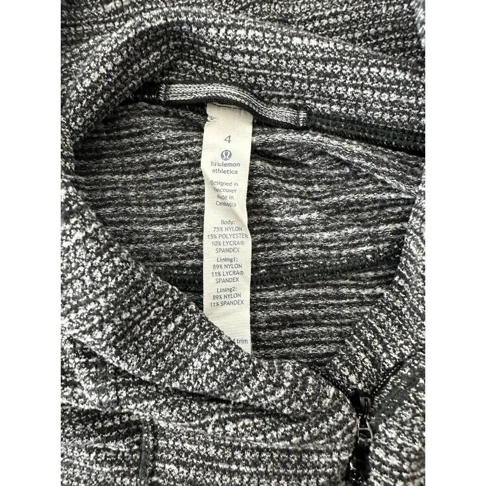 Lululemon Jacket Women's 1/2 Zip Size 4 Black/gray Stretch Athletic Pullover‎